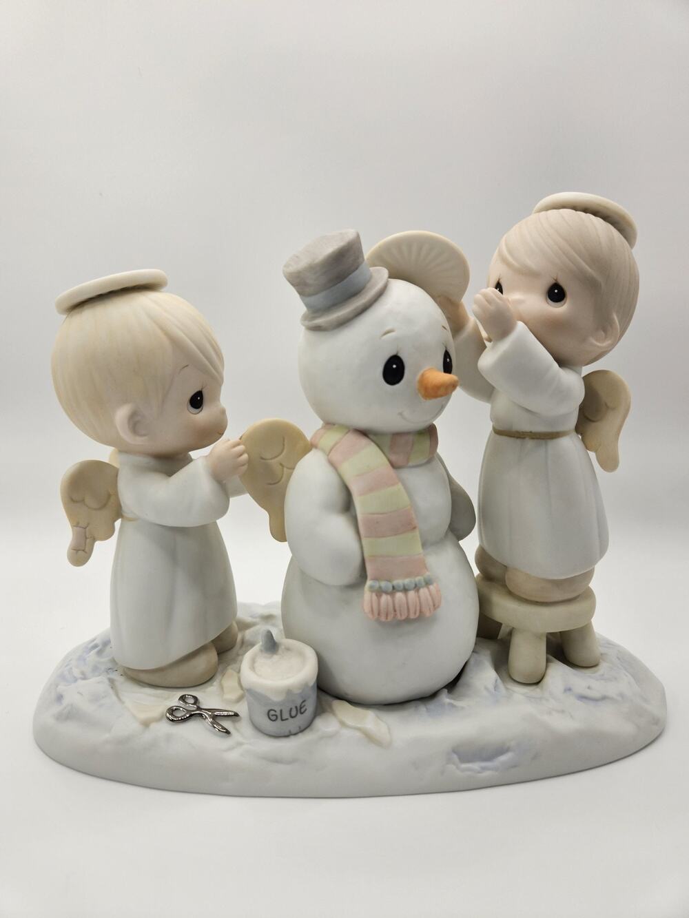 Precious Moments 12351 Halo And Merry Christmas 1985 Angels Snowman Sam Butcher